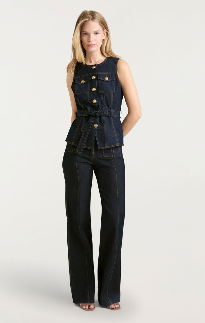 Cinq à Sept Indigo Denim Reenee Vest Indigo