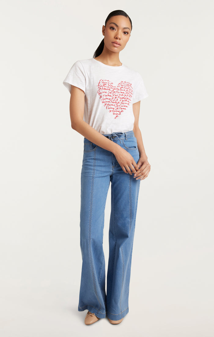 Cinq à Sept Je T'aime Heart Tee White/Red