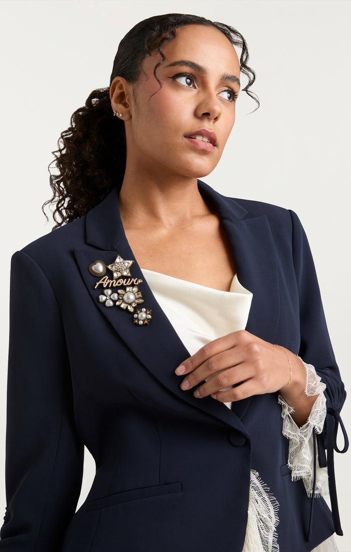 Cinq à Sept Le Petit Roxie Blazer Navy/ivory