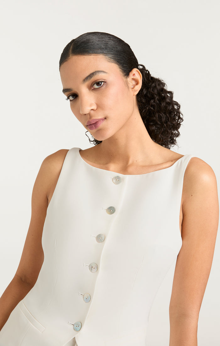 Cinq à Sept Lemonis Vest Ivory
