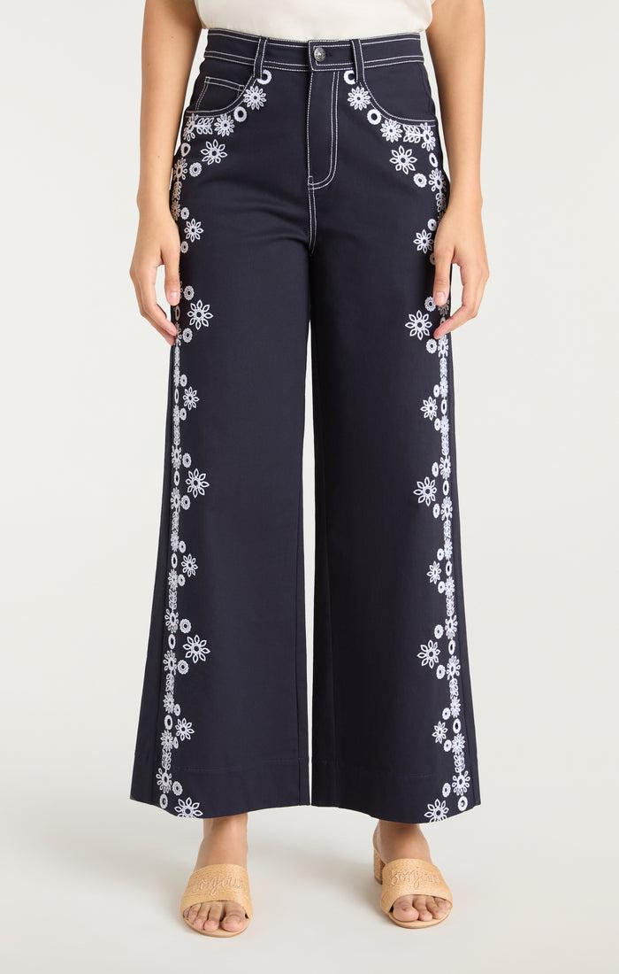 Cinq à Sept Mazie Eyelet Betsy Pant Navy/white