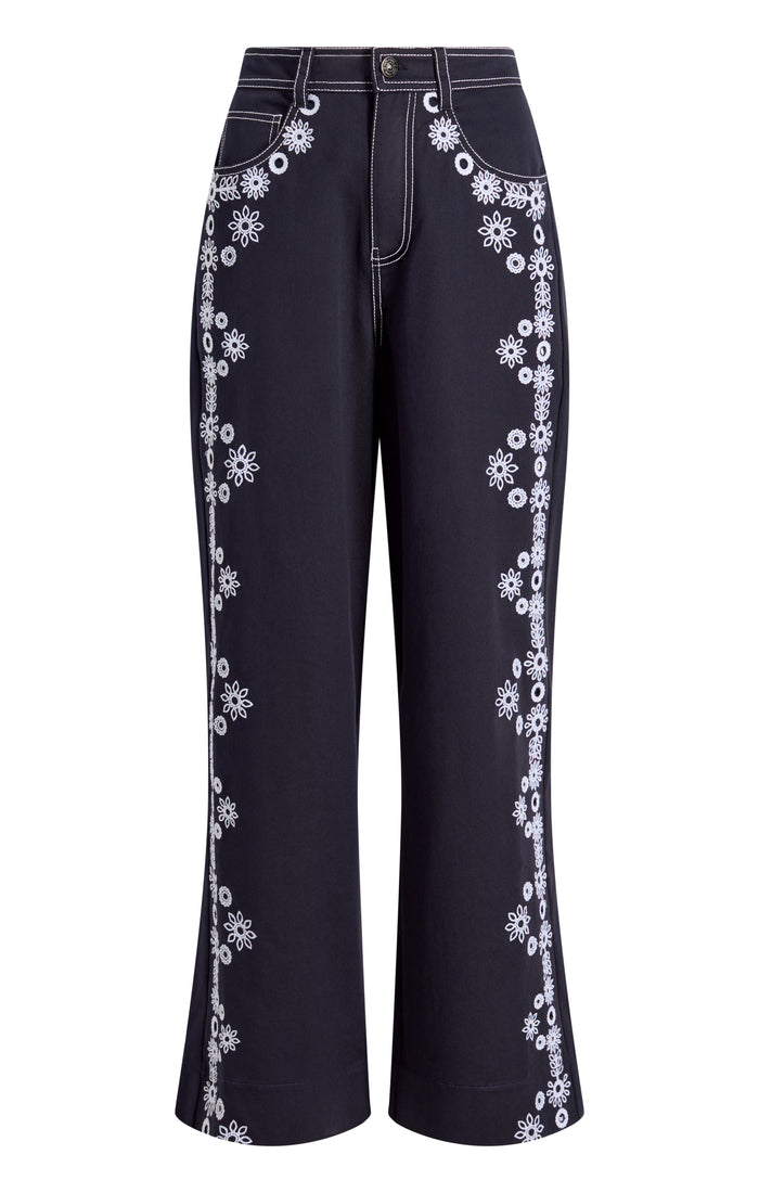 cinq à sept Mazie Eyelet Betsy Pant Navy/white