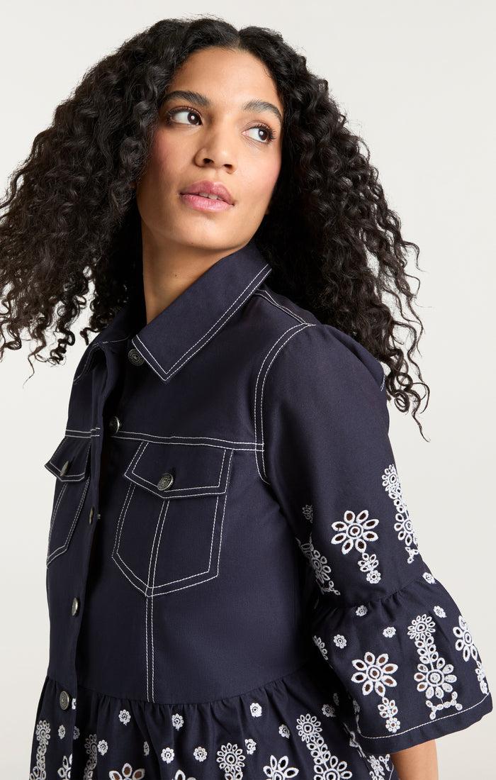 Cinq à Sept Mazie Eyelet Mandie Jacket Navy/white