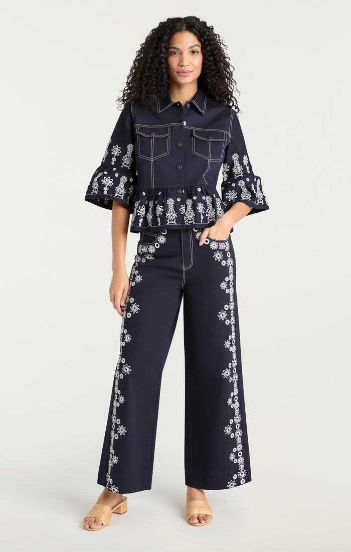 Cinq à Sept Mazie Eyelet Mandie Jacket Navy/white