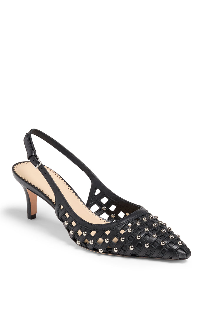 Cinq à Sept Rena Cage Studded Slingback Pump Black