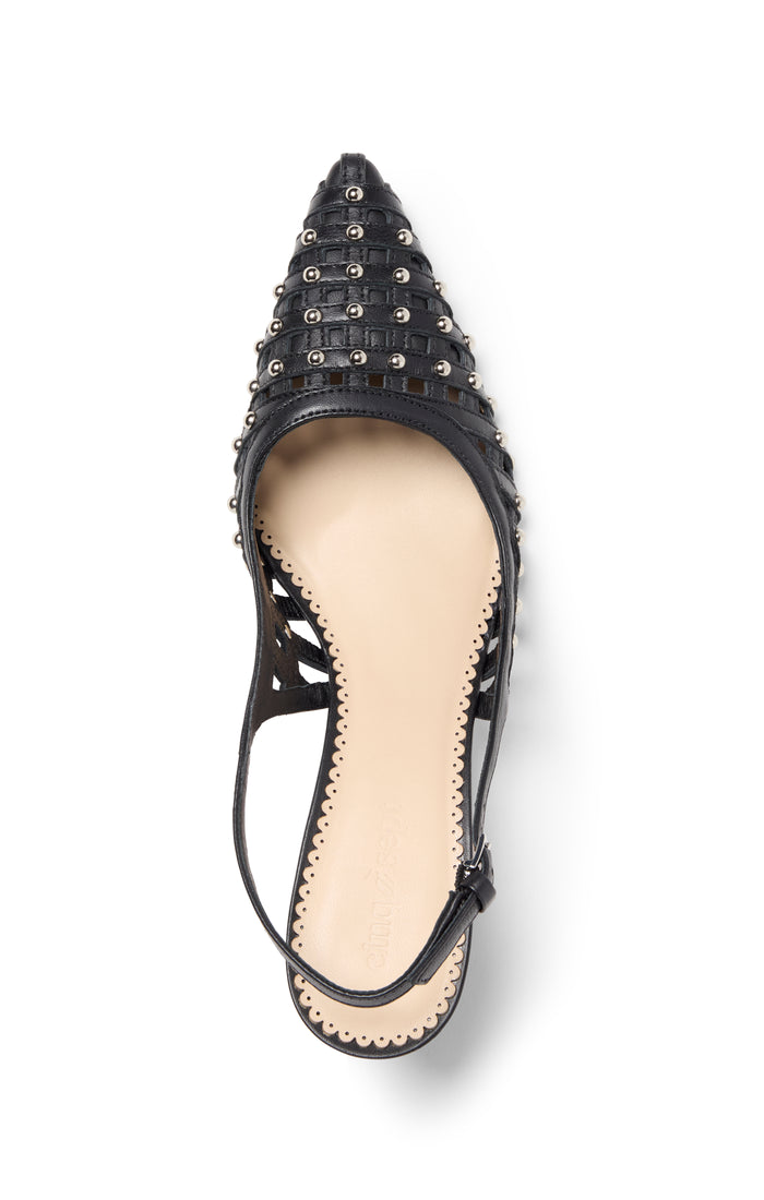Cinq à Sept Rena Cage Studded Slingback Pump Black