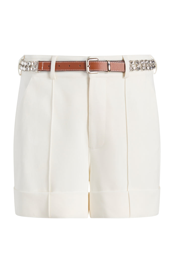 cinq à sept Rhinestone Belt Ester Short Ivory
