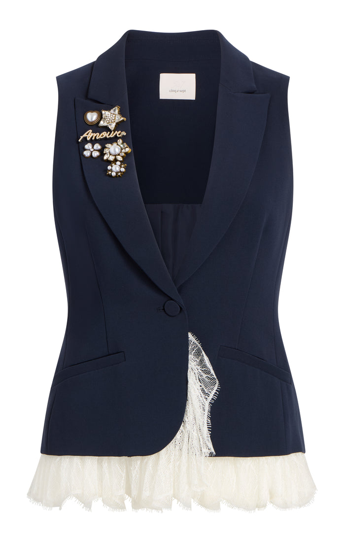 cinq à sept Roxie Vest Navy/ivory