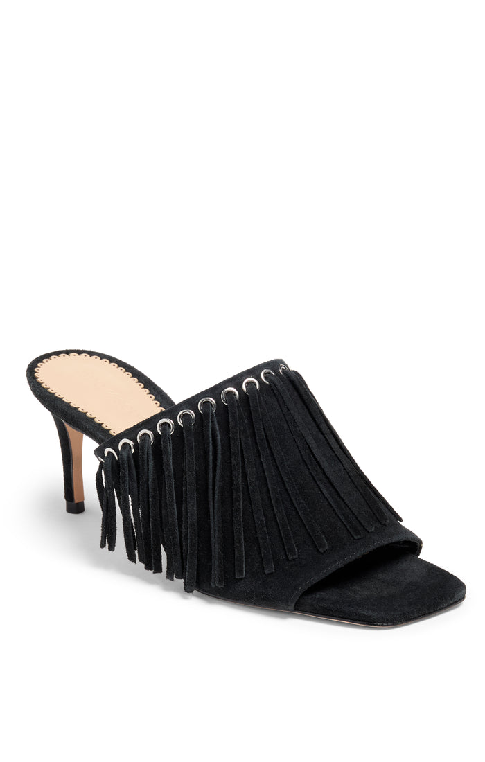 Cinq à Sept Sabrina Fringe Mule Black
