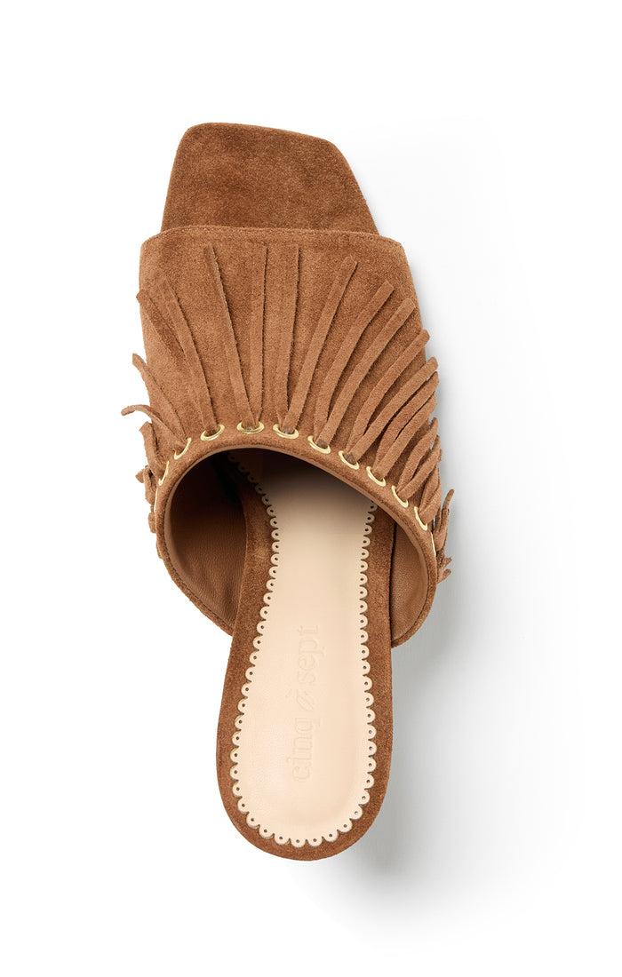 Cinq à Sept Sabrina Fringe Mule Golden Sienna