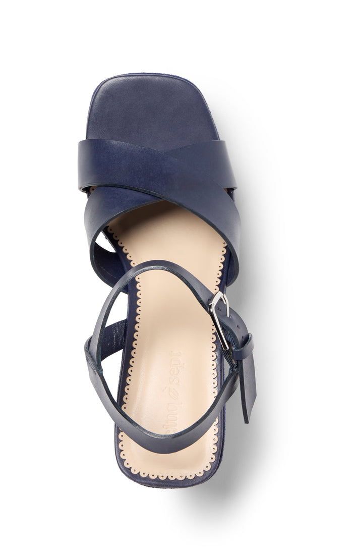 Cinq à Sept Sasha Vachetta Wedge Sandal Navy
