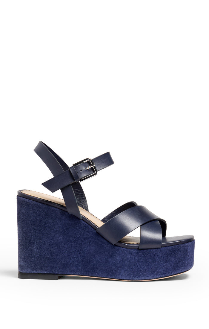 cinq à sept Sasha Vachetta Wedge Sandal Navy