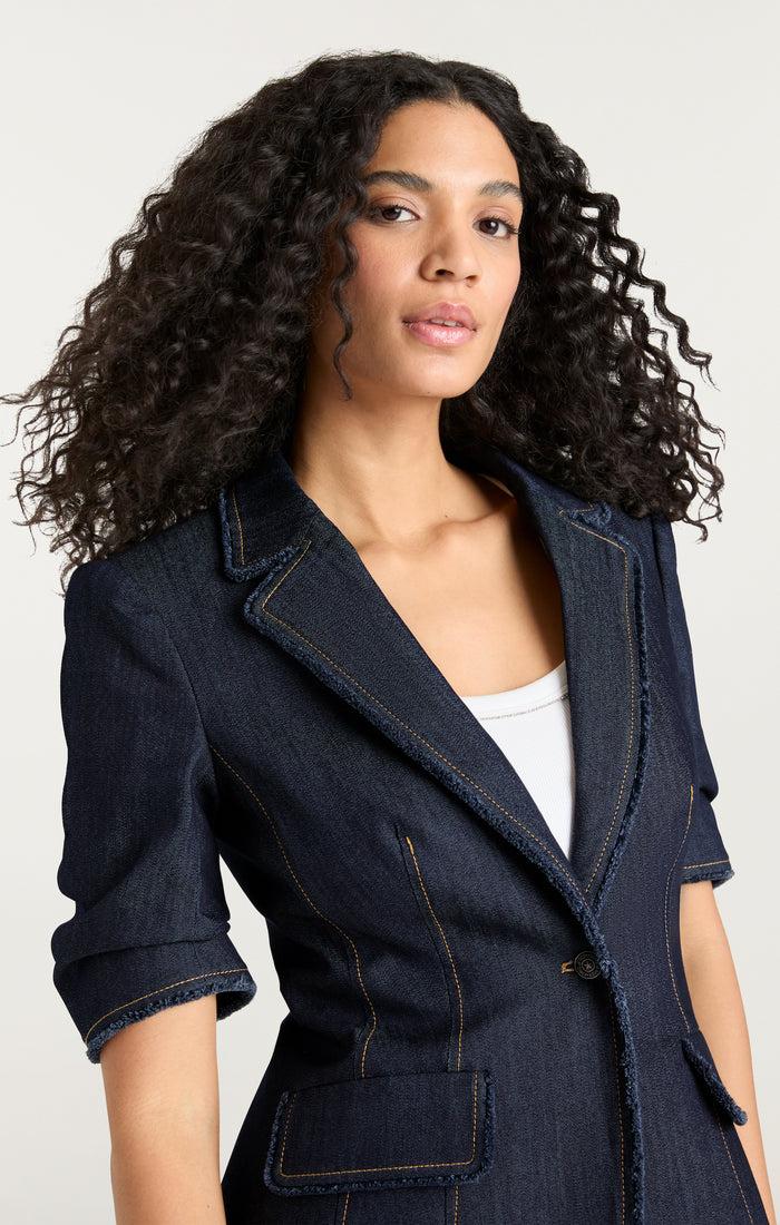 Cinq à Sept Short Sleeve Sallie Blazer Indigo
