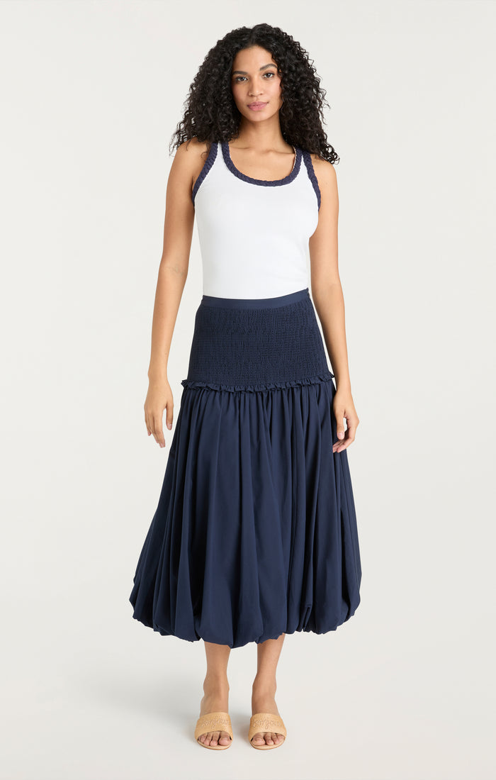 Cinq à Sept Smocked Ellah Skirt Navy