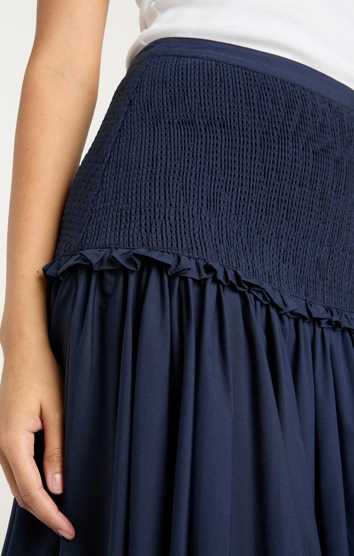 Cinq à Sept Smocked Ellah Skirt Navy