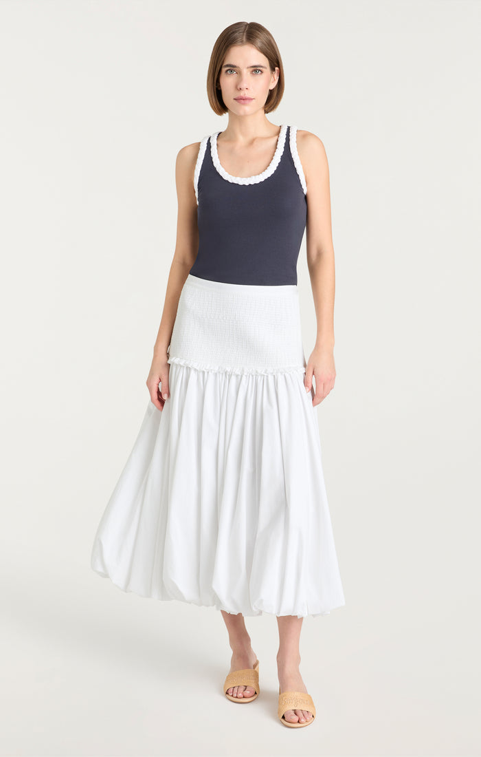 Cinq à Sept Smocked Ellah Skirt White