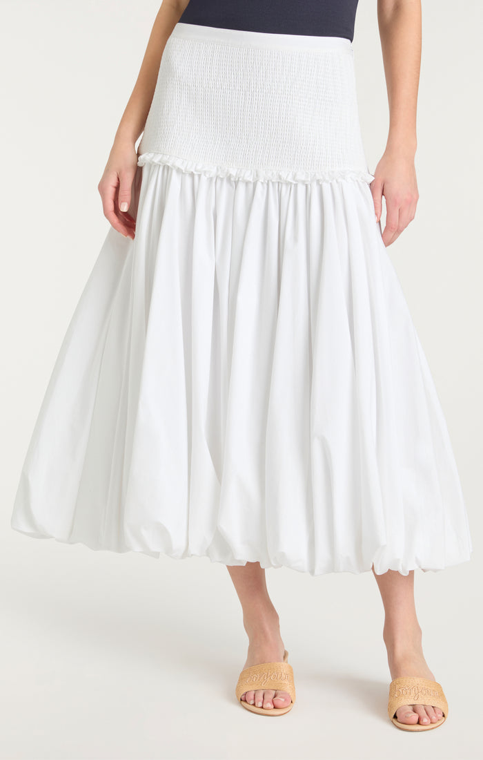 Cinq à Sept Smocked Ellah Skirt White