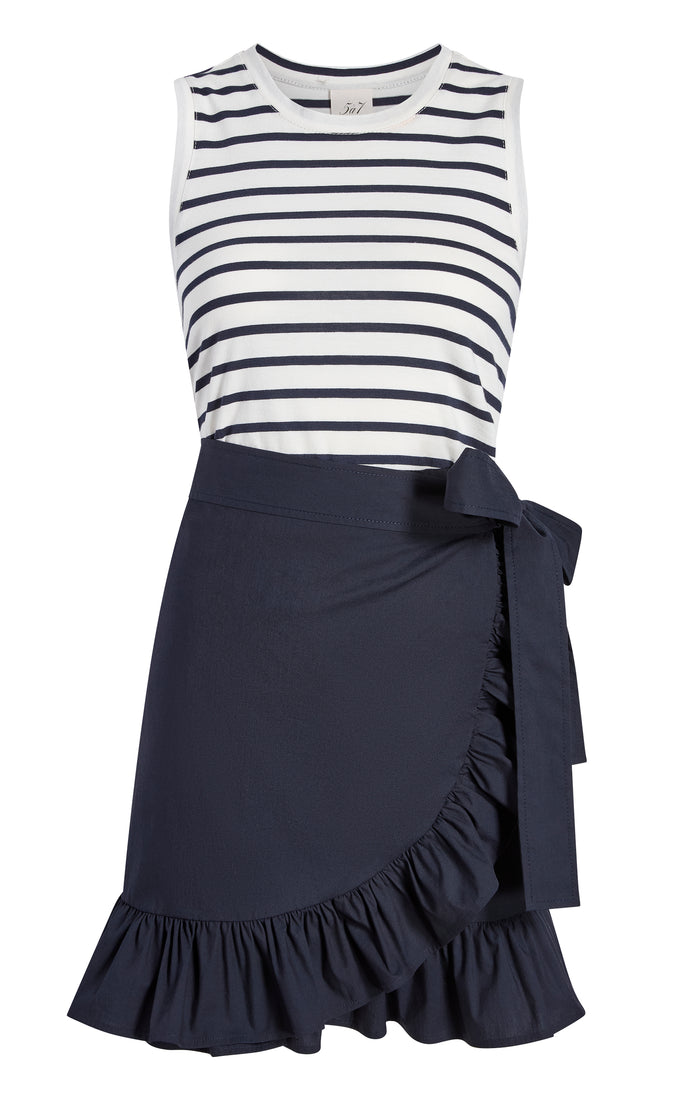cinq à sept Stripe Mahlia Dress Navy/navy