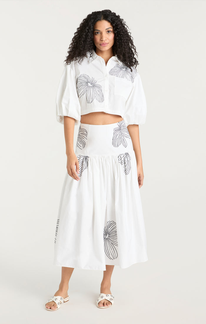 Cinq à Sept Sunburst Kierelle Skirt White/navy