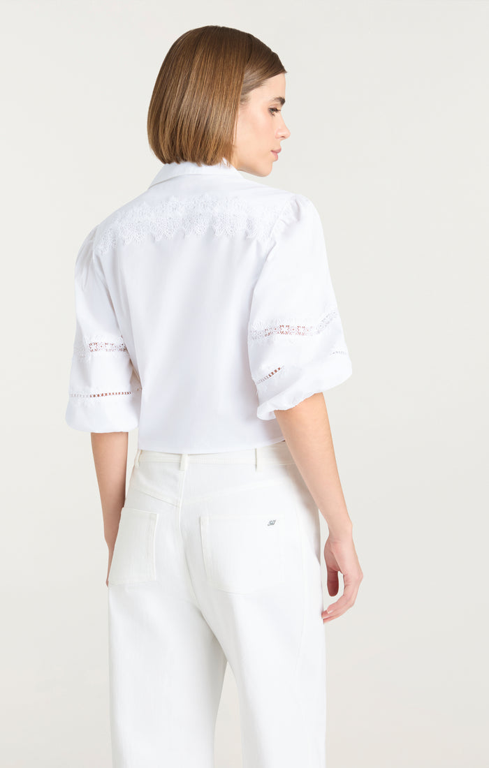 Cinq à Sept Three Quarter Sleeve Lace Mari White