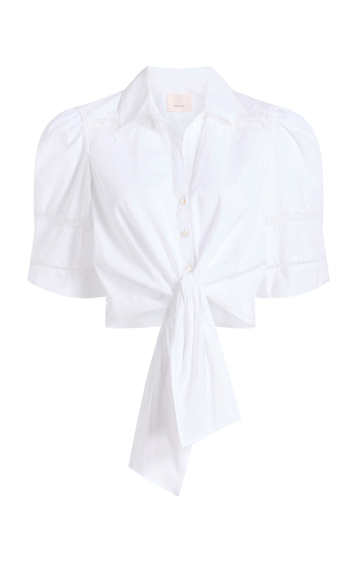 cinq à sept Three Quarter Sleeve Lace Mari White