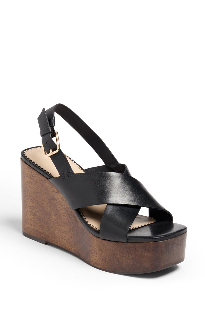 Cinq à Sept Vinny Wedge Sandal Black