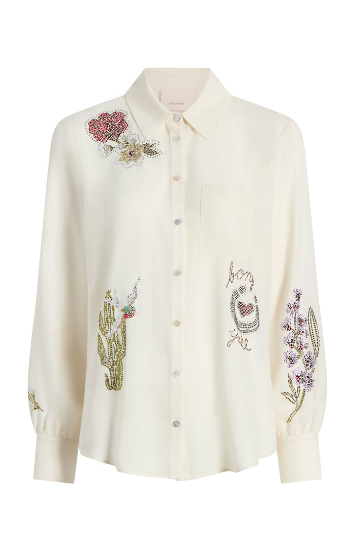 cinq à sept Western Amour Blanche Top Ivory