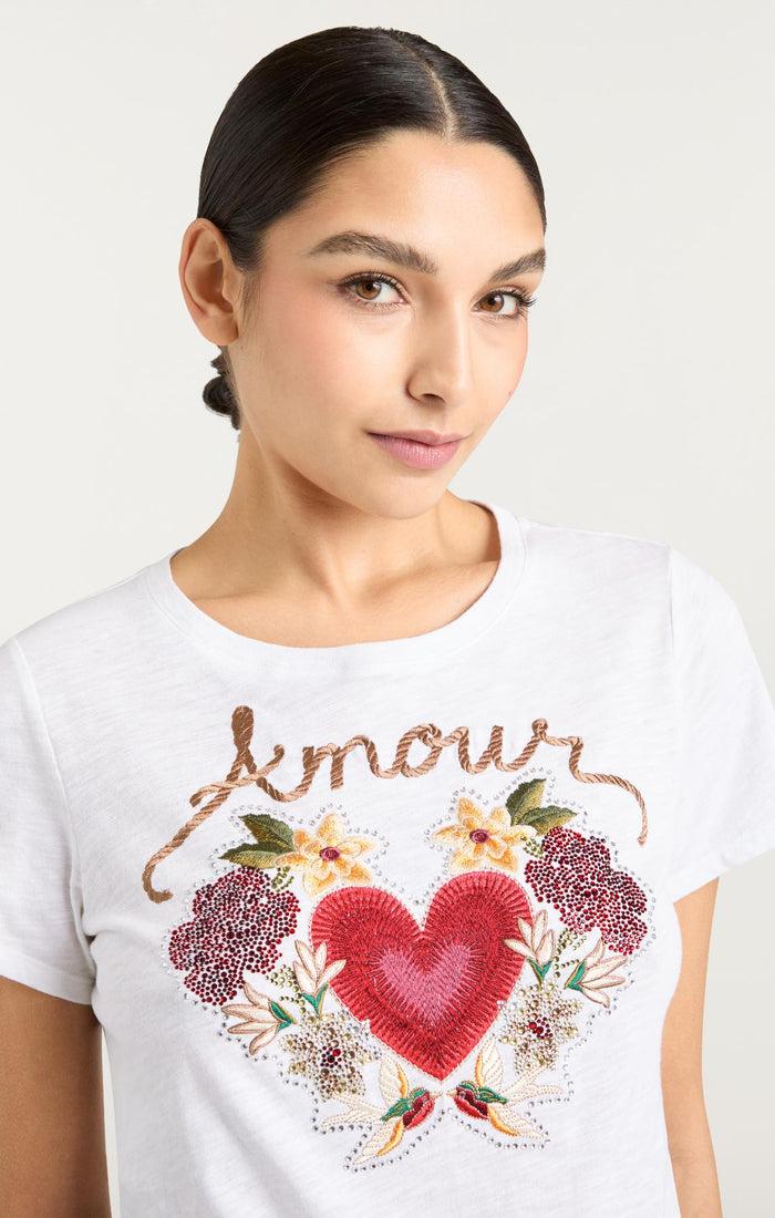 Cinq à Sept Western Amour Shrunken Tee White