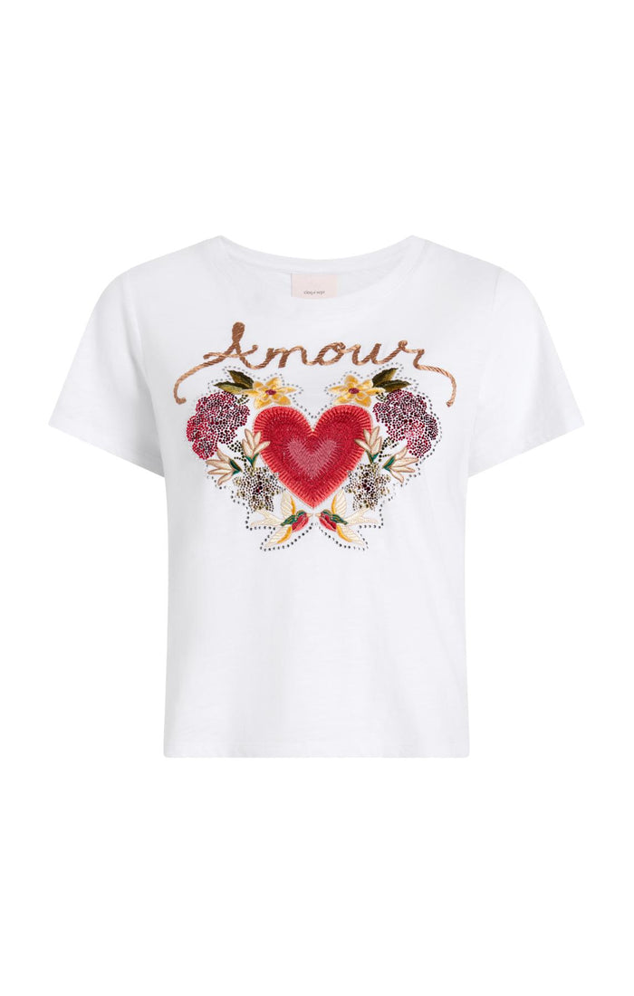 cinq à sept Western Amour Shrunken Tee White