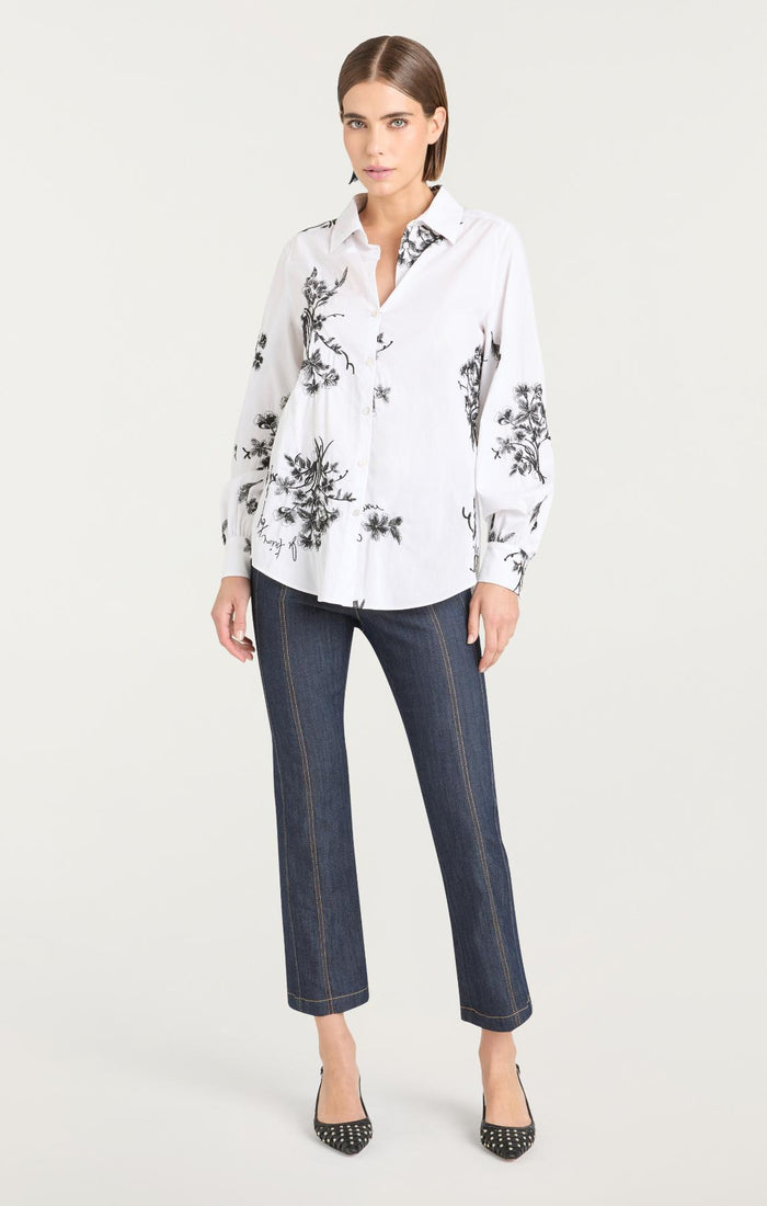Cinq à Sept Wildflower Whimsy Esha Top White/black