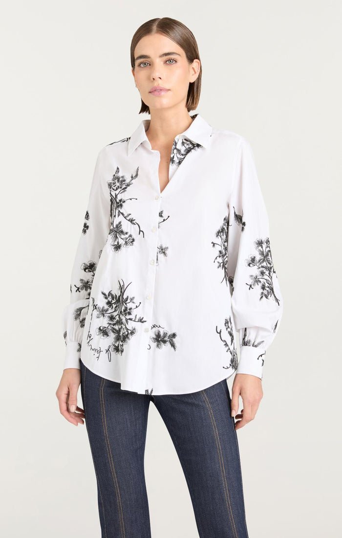 Cinq à Sept Wildflower Whimsy Esha Top White/black