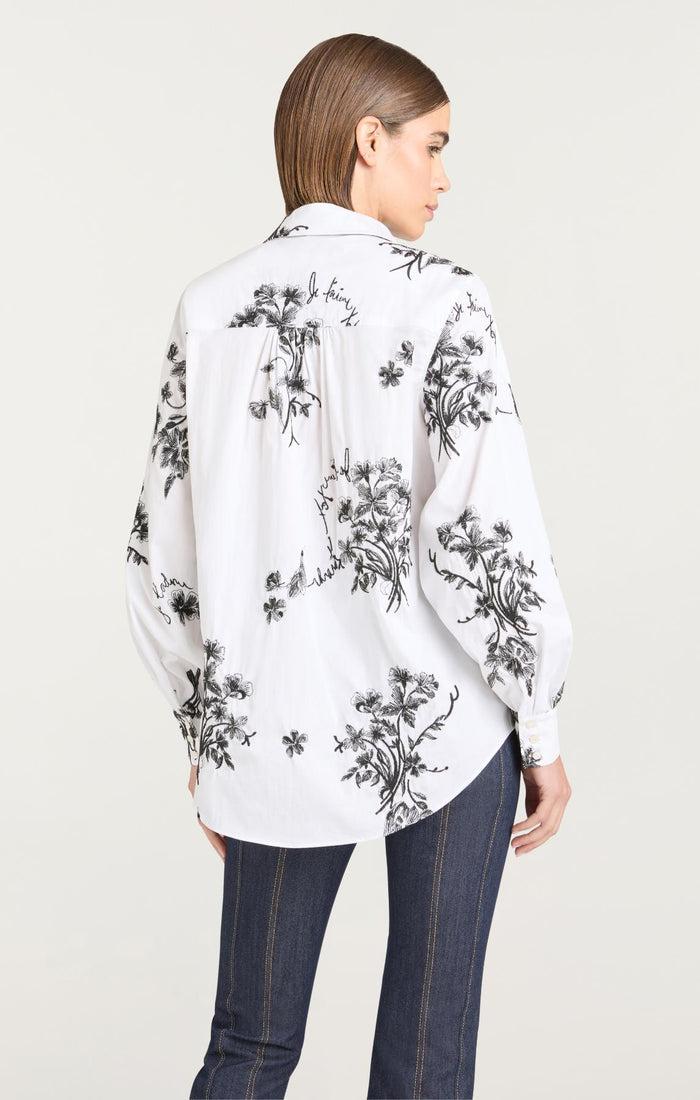Cinq à Sept Wildflower Whimsy Esha Top White/black