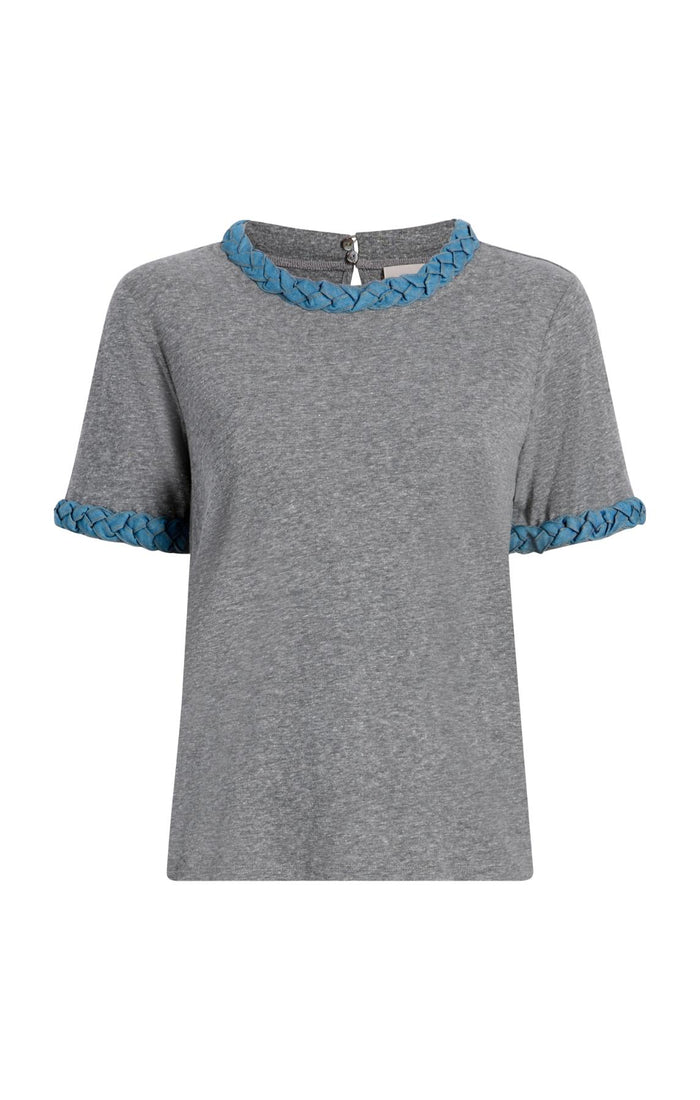 cinq à sept Denim Braided Tee Heather Grey/medium Wash