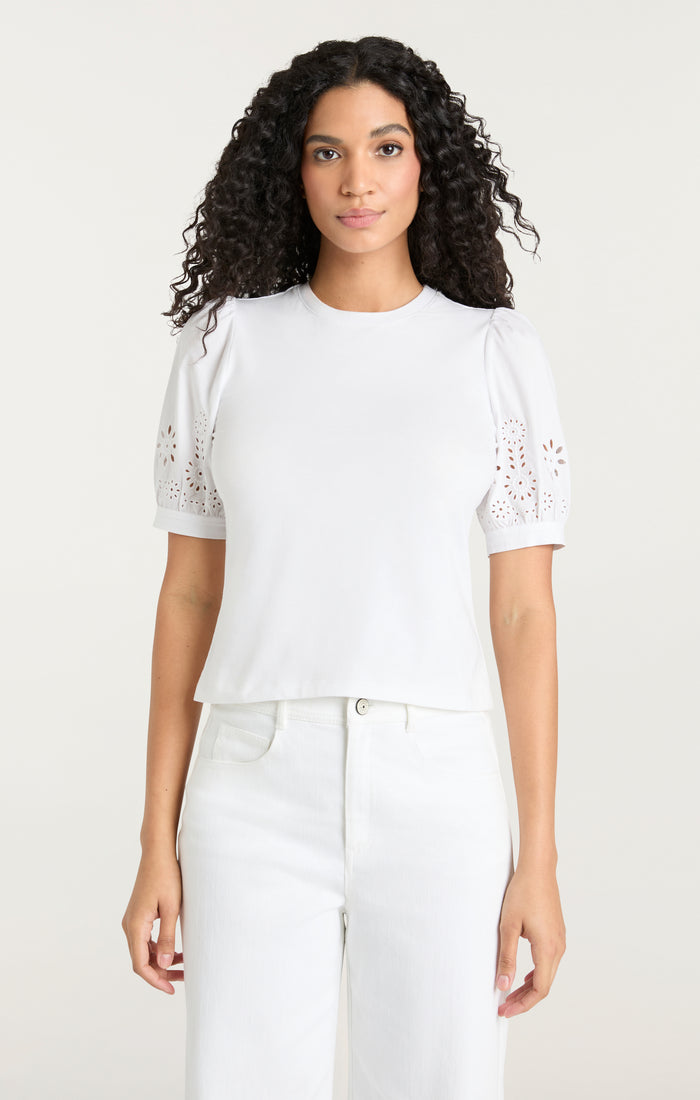 Cinq à Sept Embroidered Mazie Eyelet Coria Top White/white