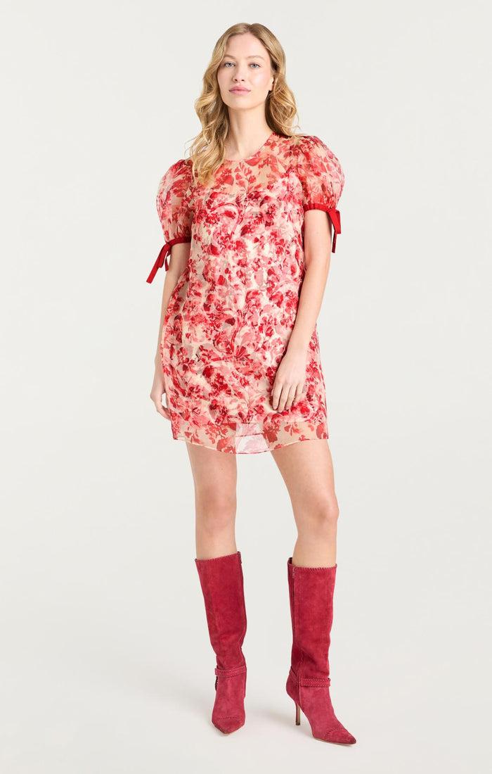 Cinq à Sept Floral Ribbons Junette Dress Cherry Rose Multi