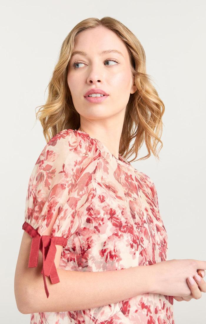 Cinq à Sept Floral Ribbons Junette Dress Cherry Rose Multi
