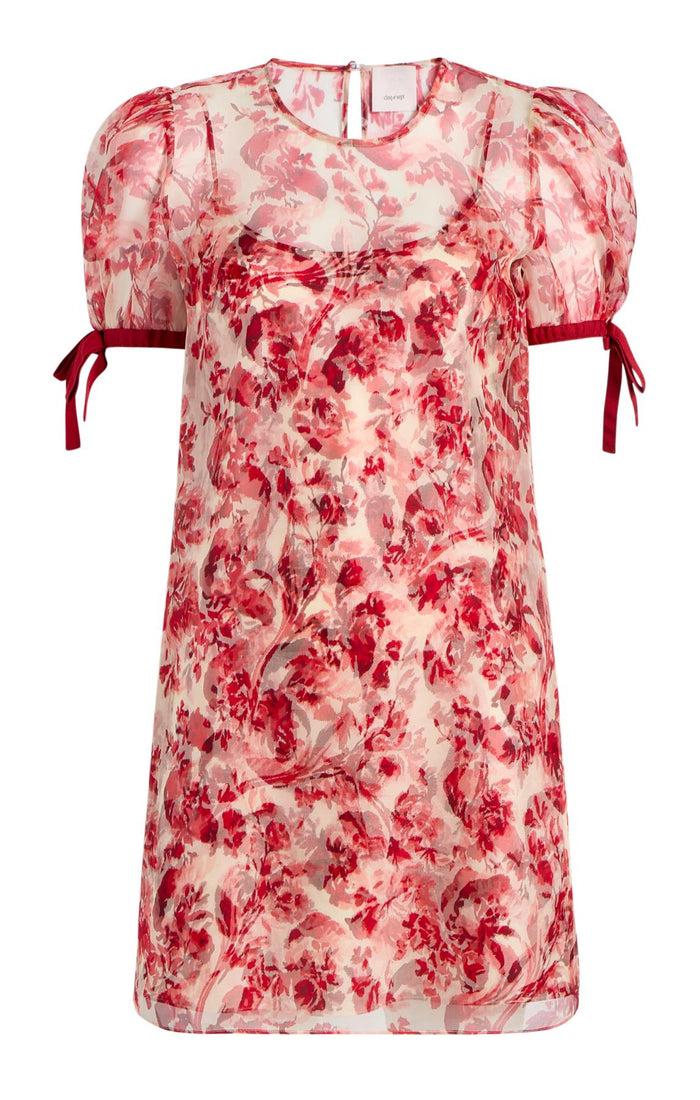 cinq à sept Floral Ribbons Junette Dress Cherry Rose Multi