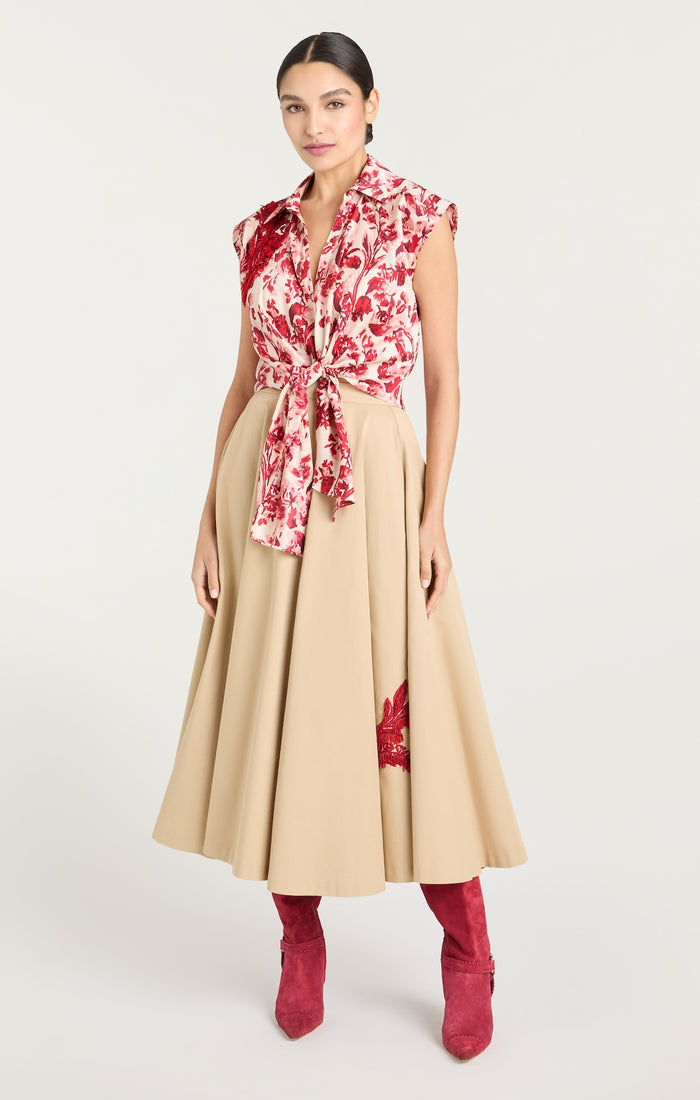 Cinq à Sept Floral Ribbons Sleeveless Mari Cherry Rose Multi