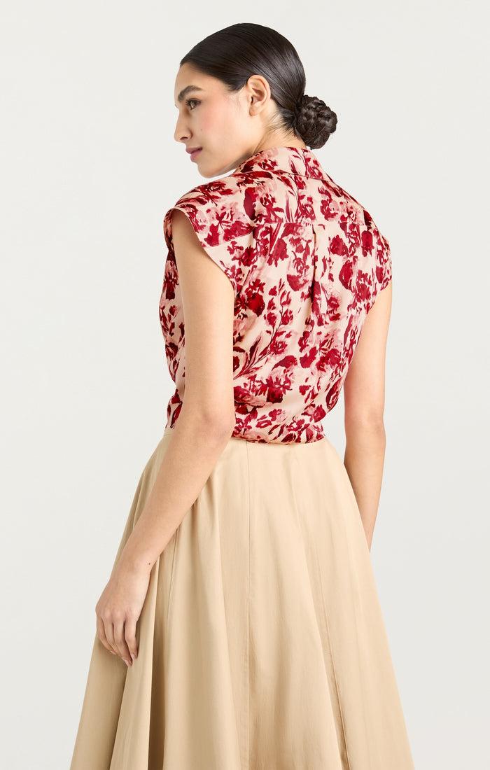 Cinq à Sept Floral Ribbons Sleeveless Mari Cherry Rose Multi