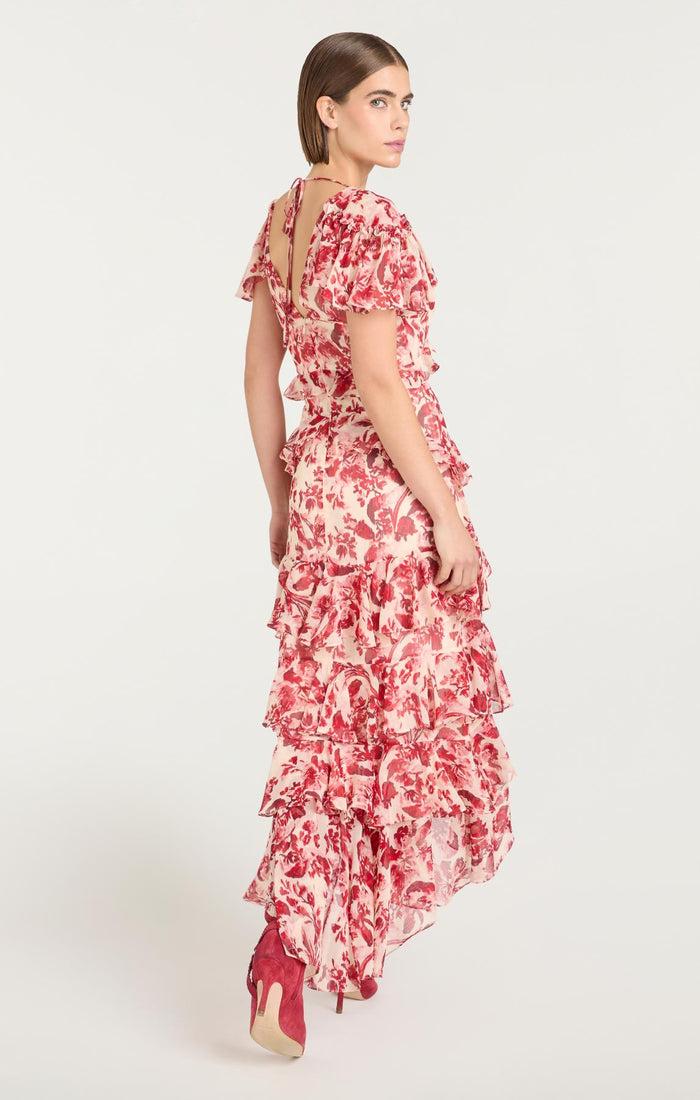 Cinq à Sept Floral Ribbons Tatum Dress Cherry Rose Multi