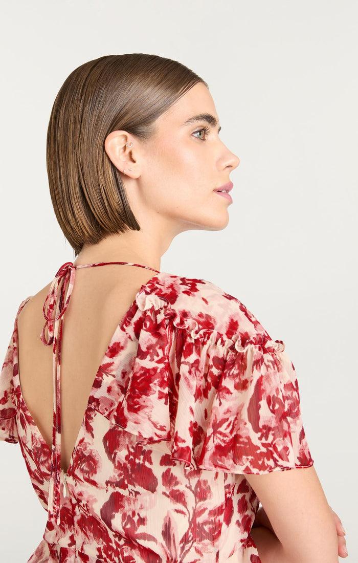 Cinq à Sept Floral Ribbons Tatum Dress Cherry Rose Multi