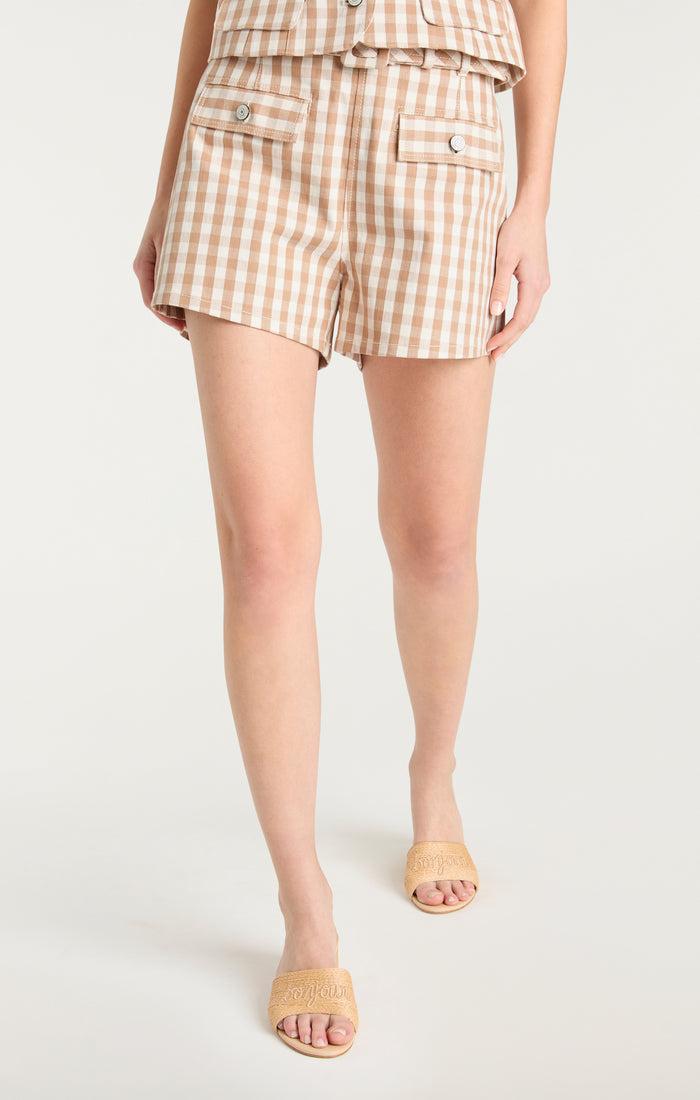 Cinq à Sept Gingham Denim Allie Short Sahara/light Plaster
