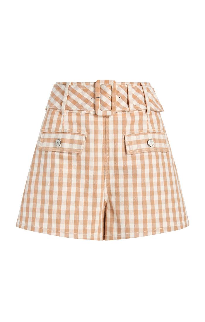 cinq à sept Gingham Denim Allie Short Sahara/light Plaster