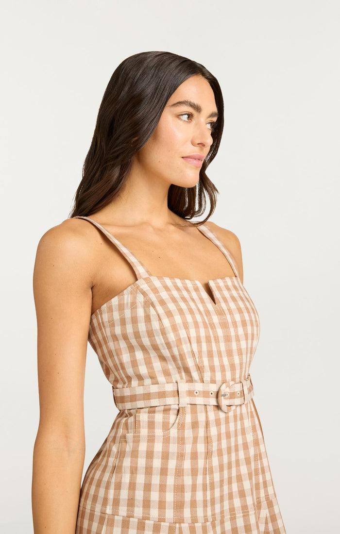 Cinq à Sept Gingham Denim Tina Dress Sahara/light Plaster