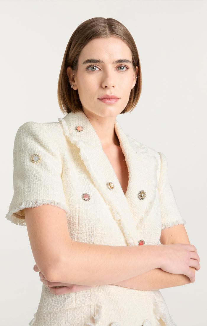 Cinq à Sept Jewelry Box Short Sleeve Joel Dress Gardenia/multi