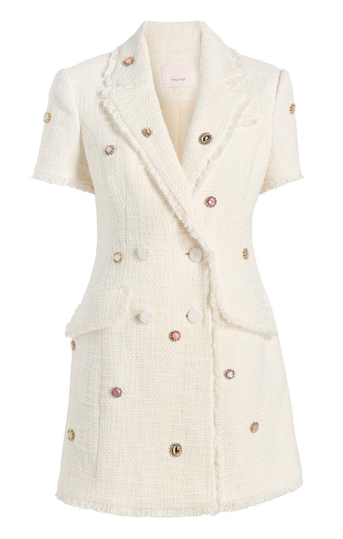 cinq à sept Jewelry Box Short Sleeve Joel Dress Gardenia/multi