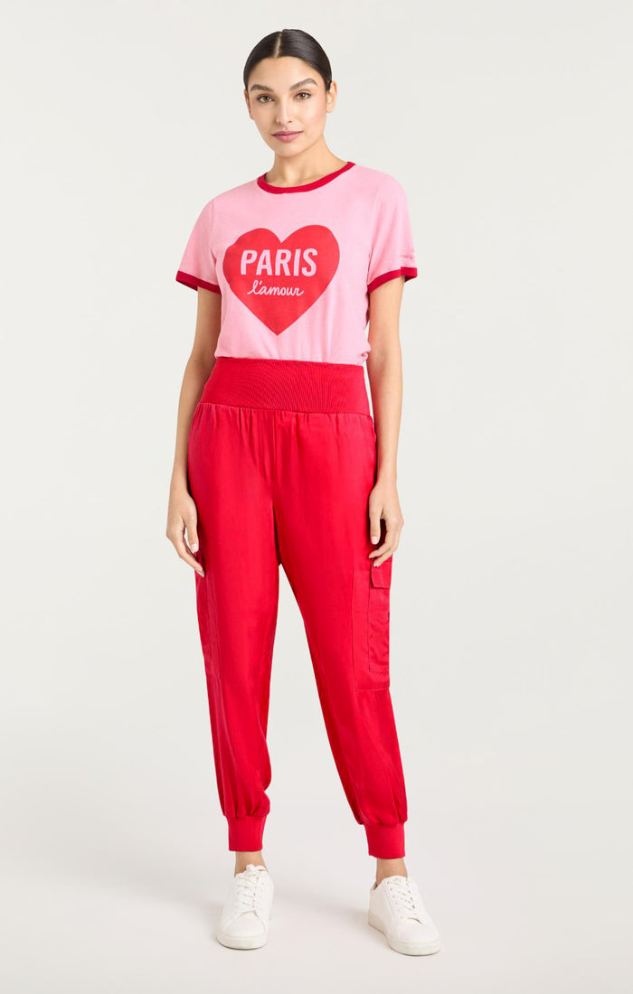 Cinq à Sept Paris Lamour Heart Shrunken Ringer Tee Floral Blush/rose