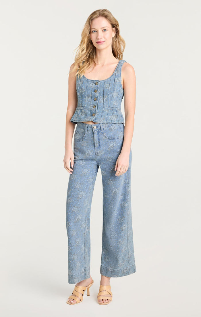 Cinq à Sept Petite Bouquet Denim Betsy Pant Cornflower Multi