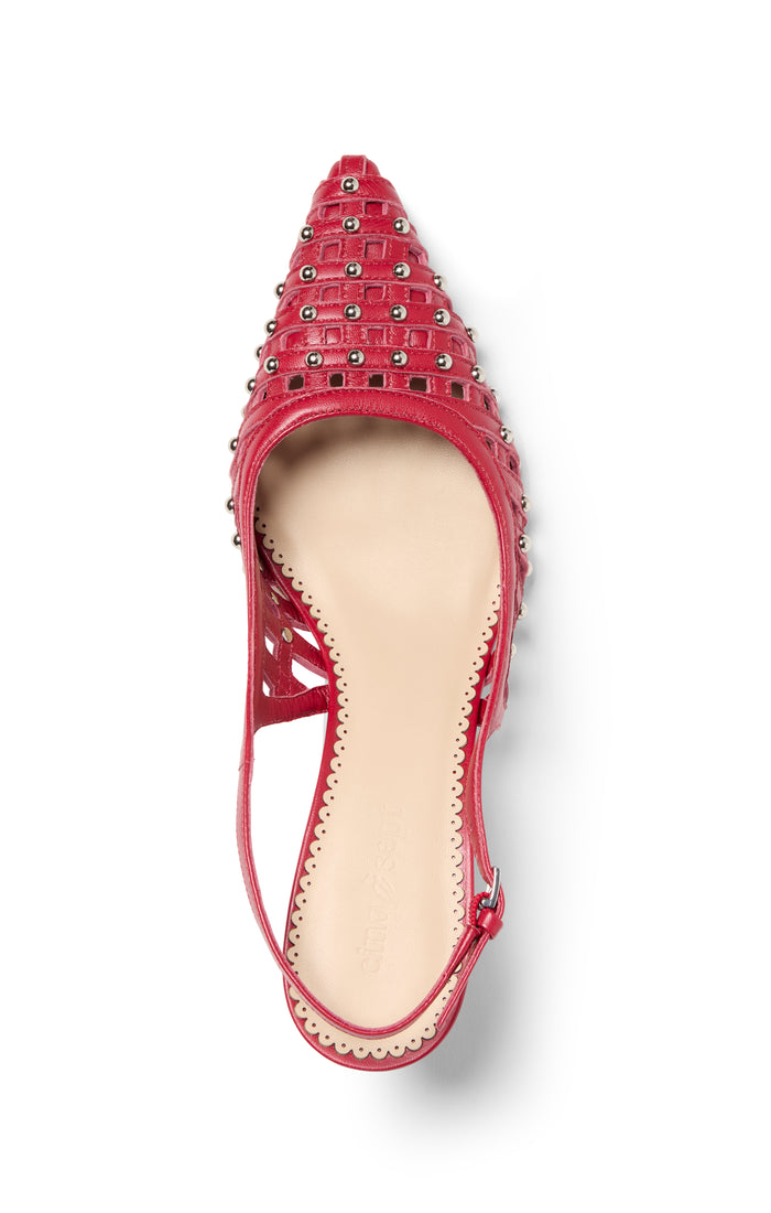 Cinq à Sept Rena Cage Studded Slingback Pump Bordeaux