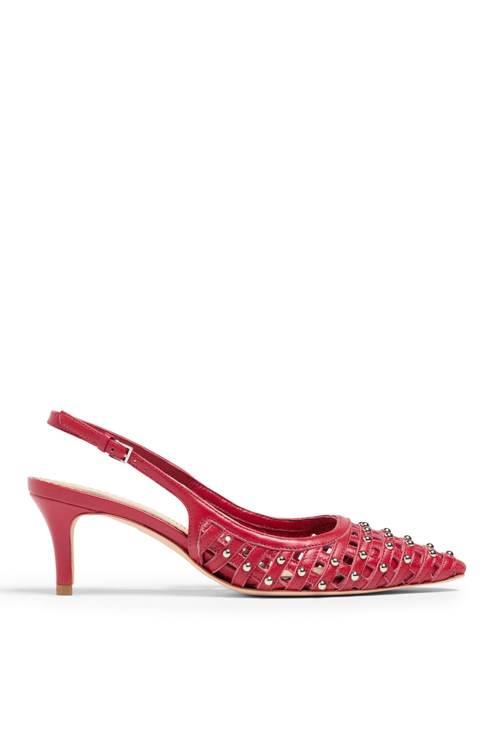 cinq à sept Rena Cage Studded Slingback Pump Bordeaux